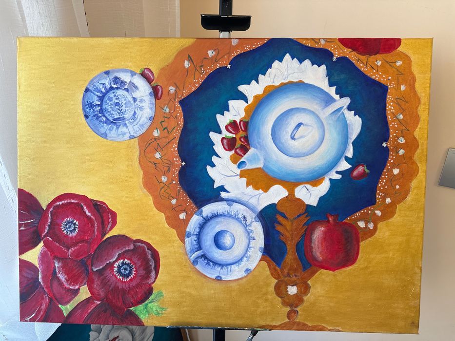 Картина с акрилни бои “На чай”