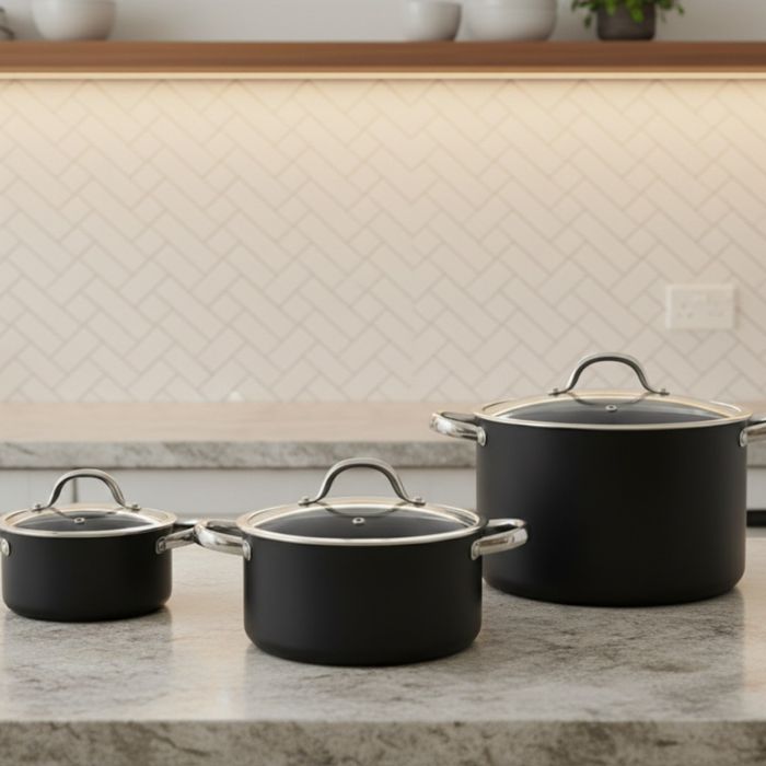 Алуминиева тенджера с мраморно покритие и капак – здравословно готвене