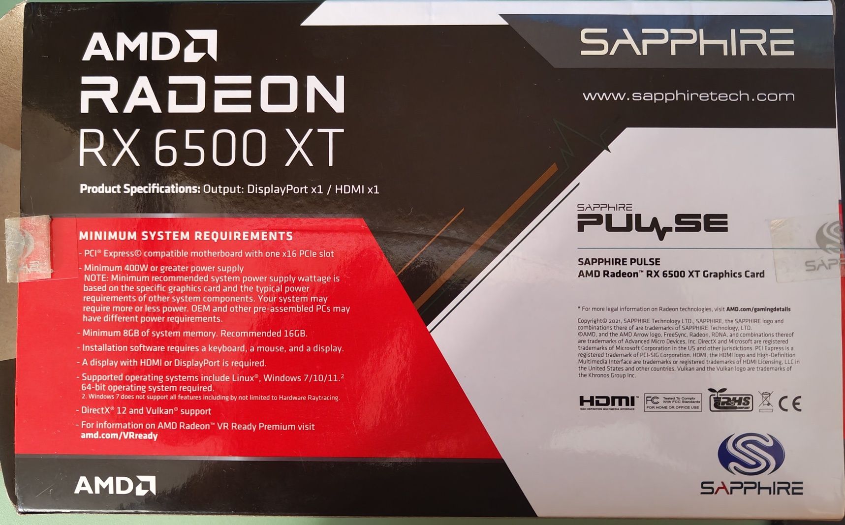 Vând Placa video SAPPHIRE PULSE Radeon RX 6500XT