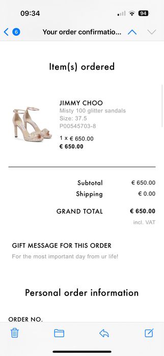 Sandale Jimmy Choo Misty 100 gliter 37.5