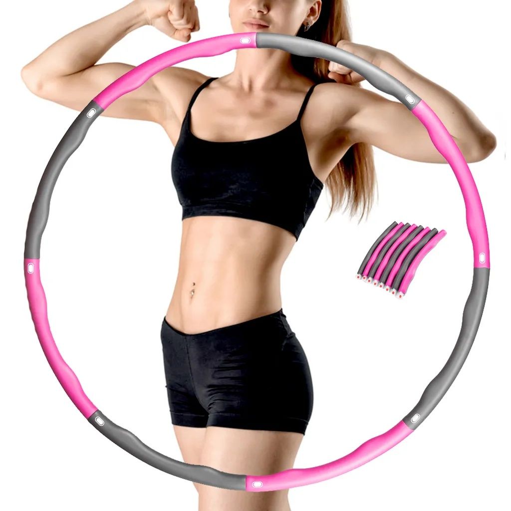 Sports Hula Hoop,Фитнес масажен обръч за отслабване  96 см, Сив/Розов