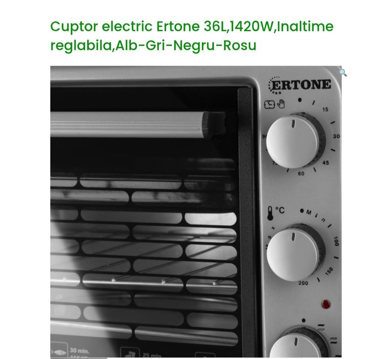 Cuptor electric ERTONE GRI 36 L, 1420 W NOU - 250 Lei
