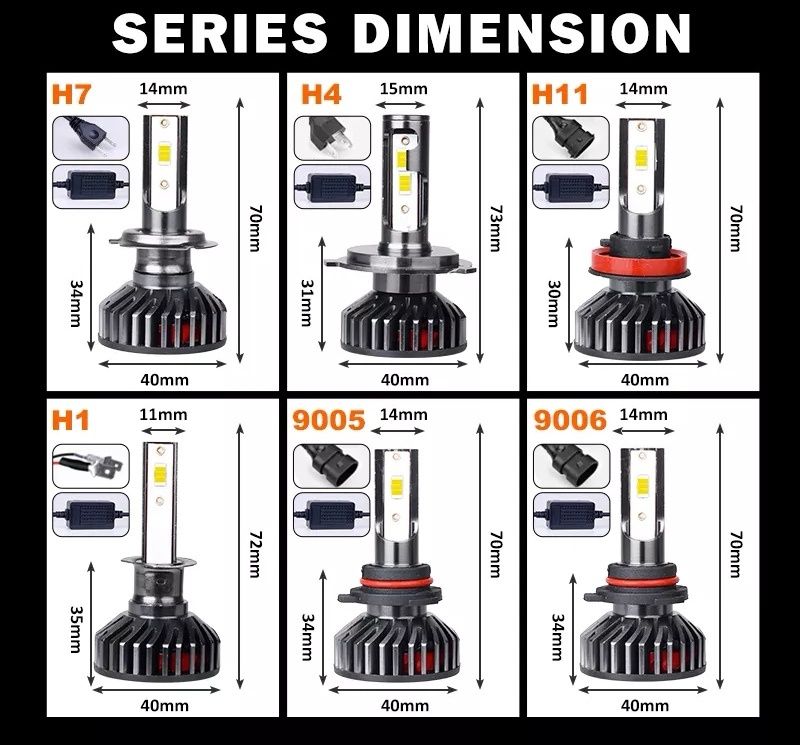 Led H1 H4 H7 H8 H11 HB3 HB4 set leduri 3570 Canbus 23000 Lm 100W