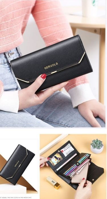 Женский кошелек из натуральной кожи бумажник портмоне с RIP защитой