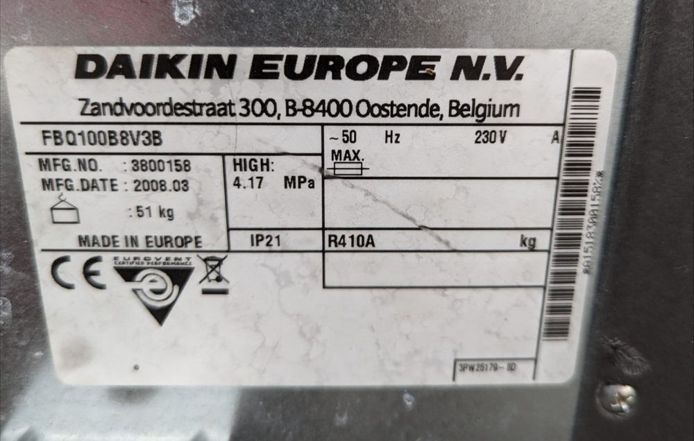 Sistem complet aer condiționat Daikin ductabil FBQ100B8V3B 10 kW