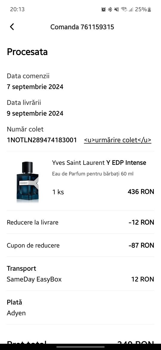 Vand YSL Y EDP Intense 60 ml - PRET FIX. NU LIVREZ!