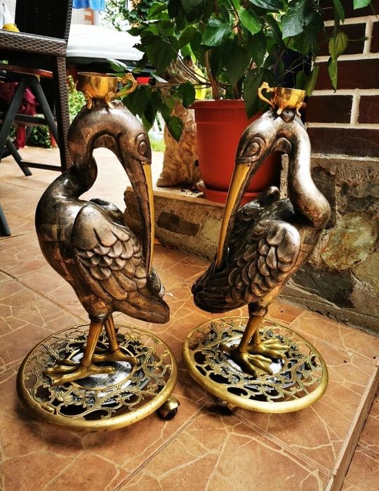 Vând păsări decorative lemn bronz exponat unicat