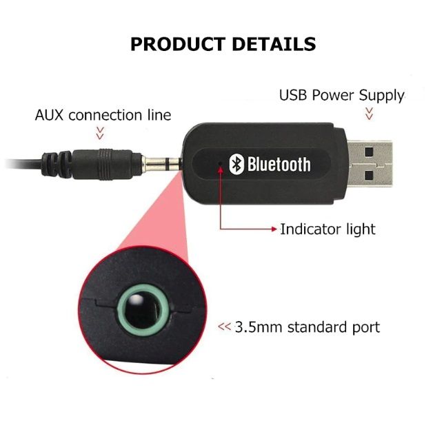 Блутут за кола Bluetooth флашка USB и Aux аудио приемник жак адаптер