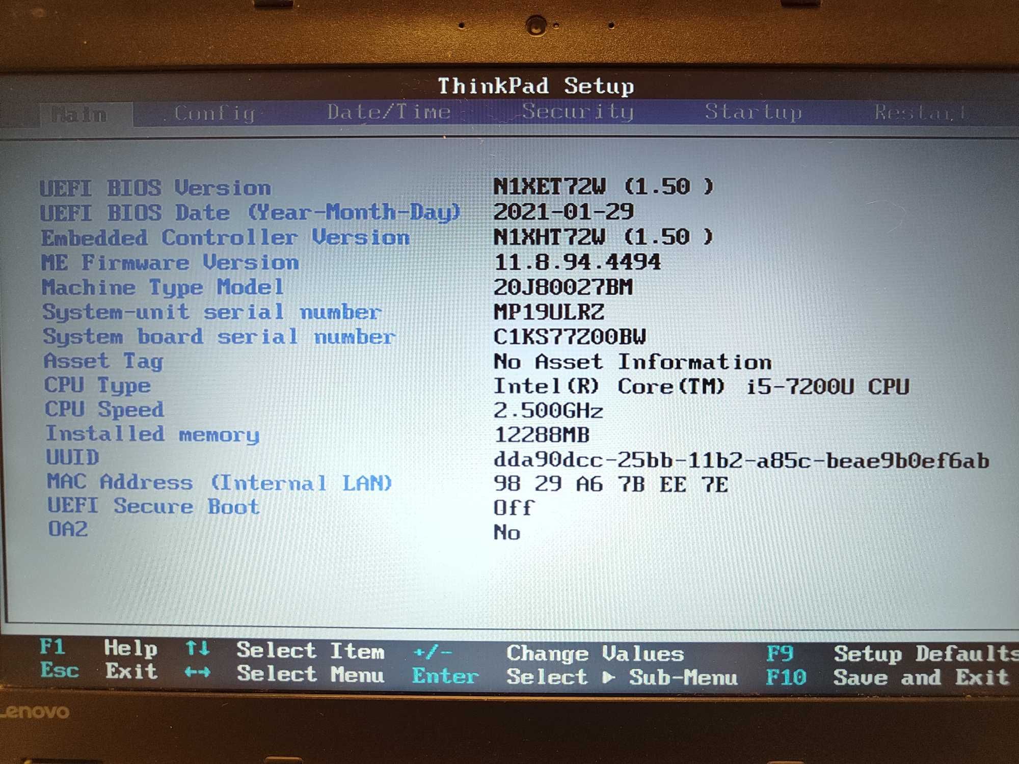 Lenovo ThikPad L570 I5-7200U 2,7GHz Windows10