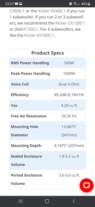 Subwofer  kicker 15"