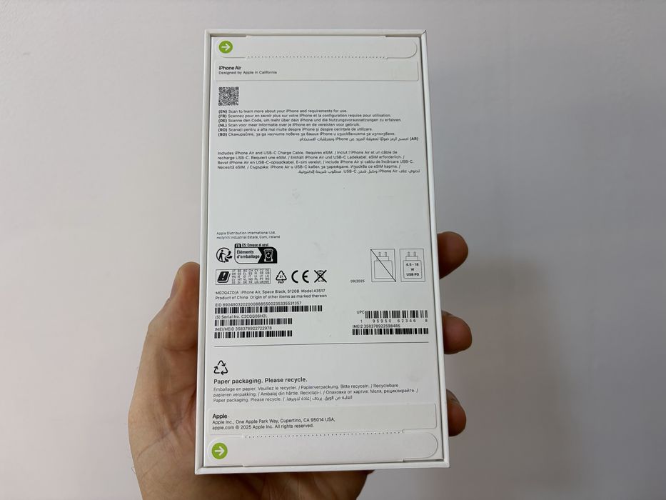 Iphone 17 Air, 512GB, eSim, Space Black, nou la cutie