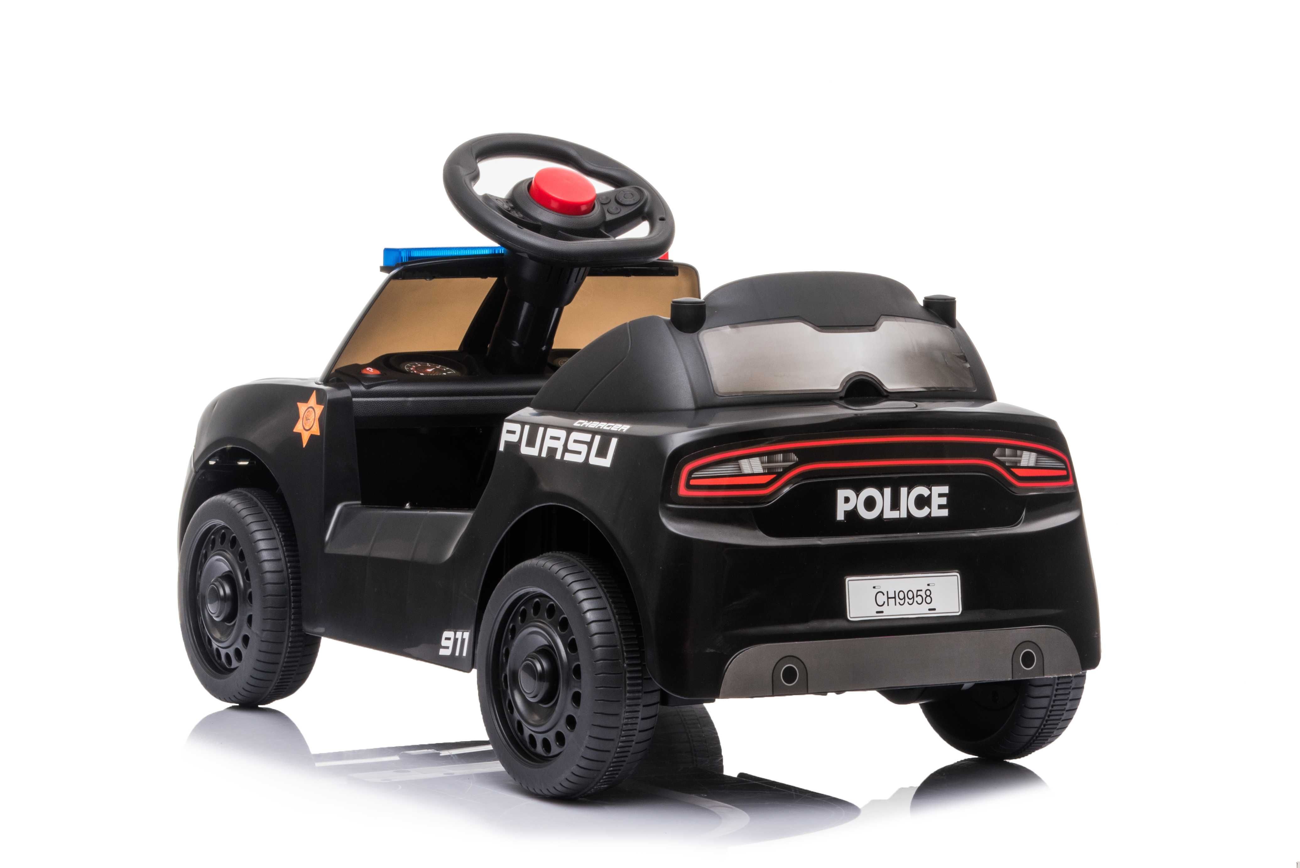 Masinuta de politie Kinderauto BJ9958A 30W 6V Police, Black & White