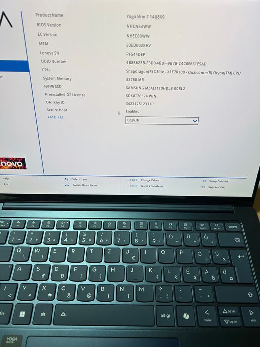 Laptop Lenovo Yoga Slim 7 14.5'' Touch-Snapdragon X Elite-32GB RAM-1TB