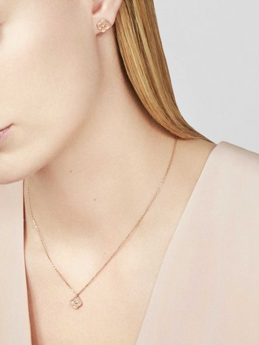 Van Cleef & Arpels VCA Rose Diamond Sweet Alhambra Clover Дамско Колие