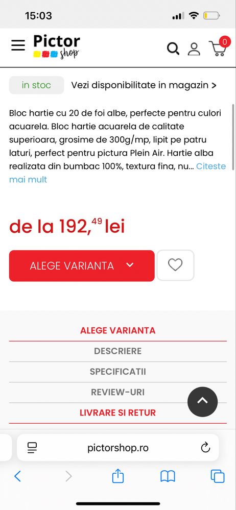 bloc hartie acuarela fabriano desen