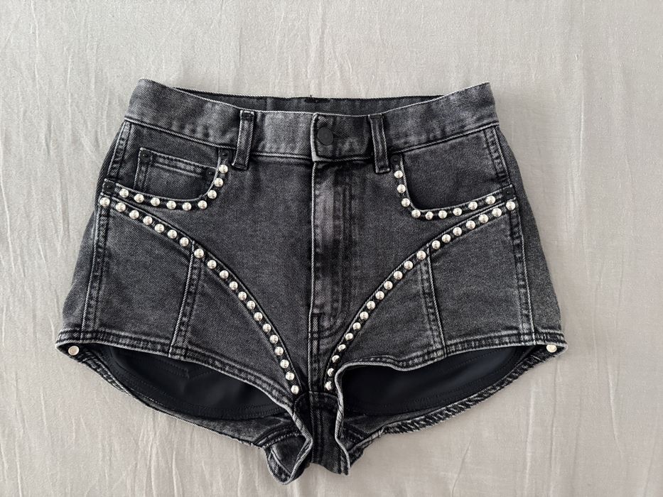 Mugler stud-detailed denim mini shorts