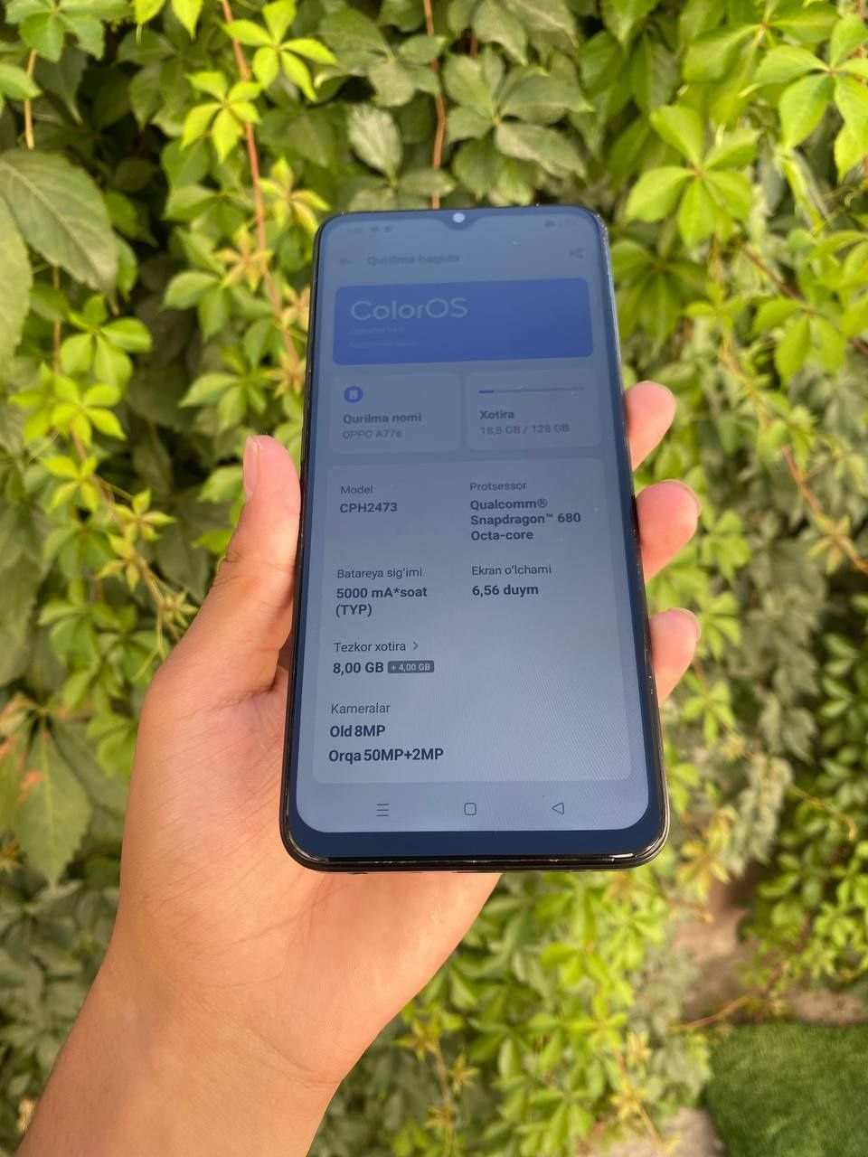 Oppo A77s sotiladi 128/8+8Gb