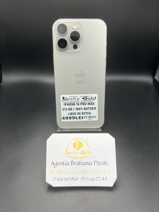 iPhone 16 Pro Max 512 GB 100% baterie cod : 22684