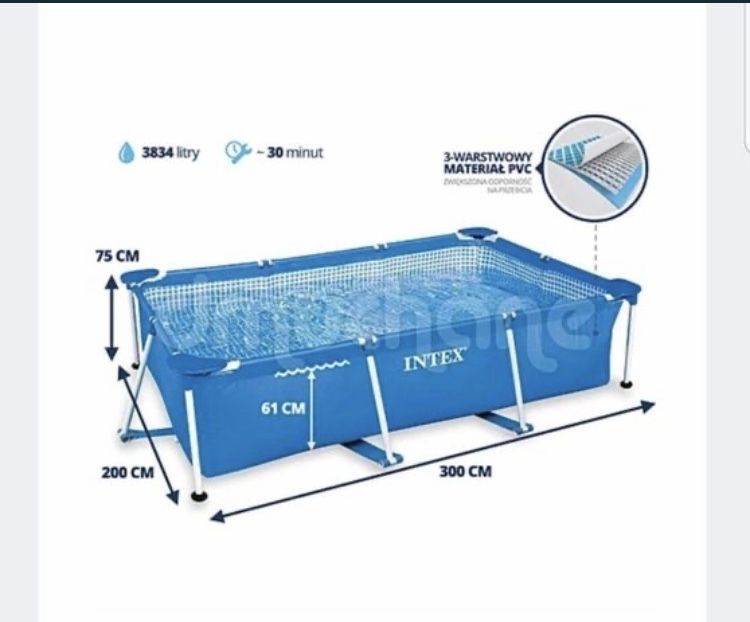 Бассейн Каркасный INTEX. 300/200/76 sm Доставка Есть