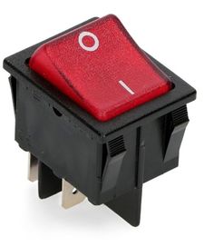 Ключ за бойлер или разклонител светещ 22х30 мм, червен с черна рамка