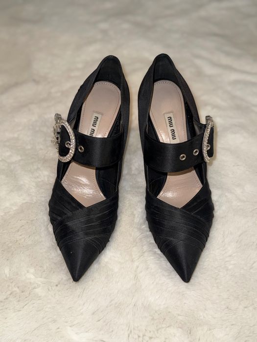 Обувки на ток с камъни Miu Miu
