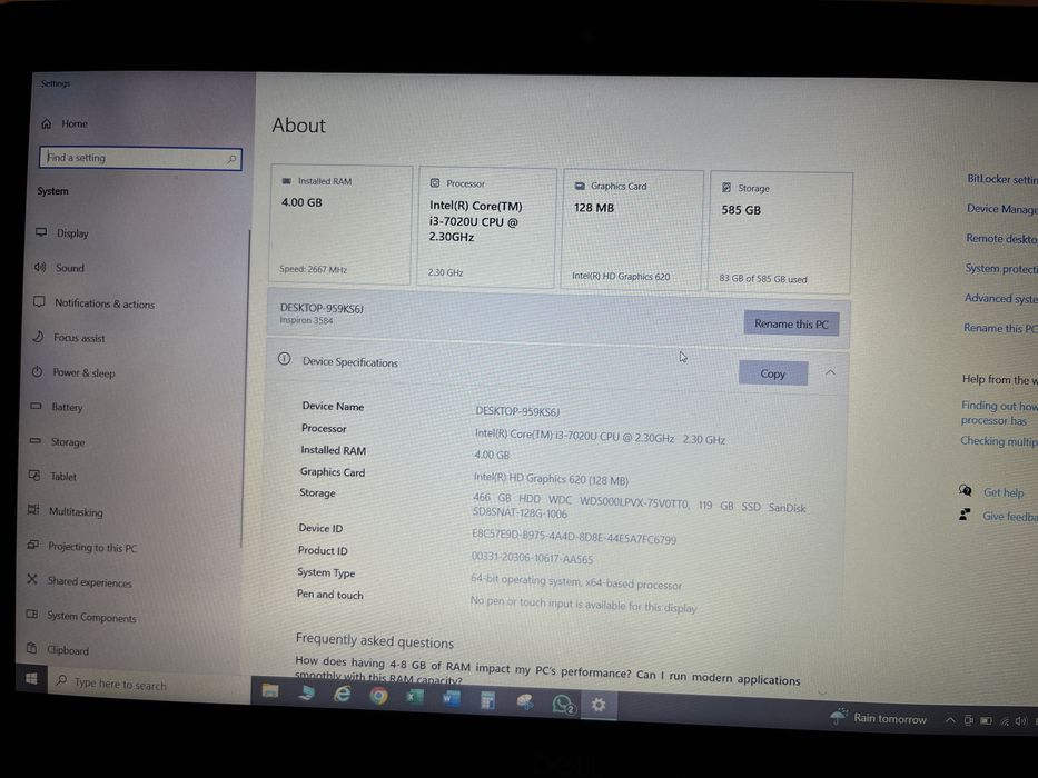 Laptop Dell Inspiron 3584