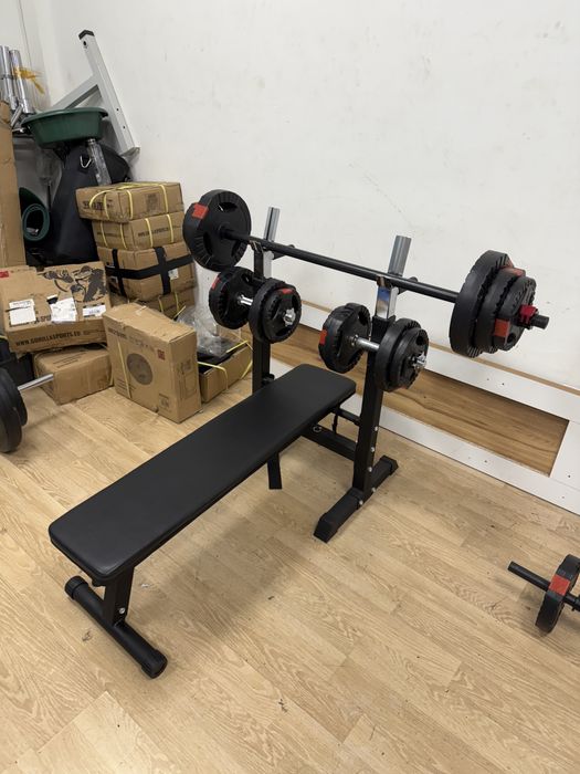 Pachet Banca piept plianta si reglabila+gantere+Bara Haltera noi