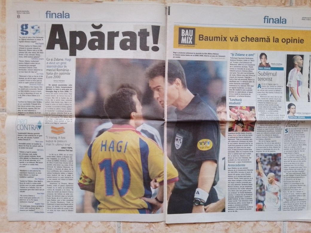Vând ziar Gazeta finala C.M.2006 Italia-Franta