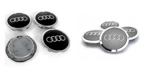 Set 4 Embleme Capace Jante Roti Audi 69MM Negru/Gri/Crom 4B0601170A