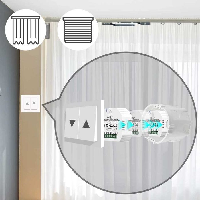 Modul MOES WiFi și RF433 pentru  rulouri, sisteme cu motor electric