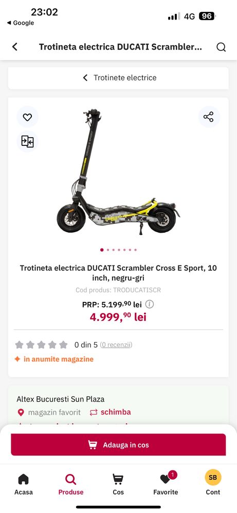 Trotineta electrica DUCATI Scrambler E-Cross Sport - NOUĂ (Sigilata)
