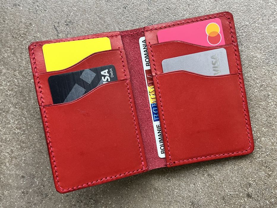 Vand portofel piele handmade rosu, galben
