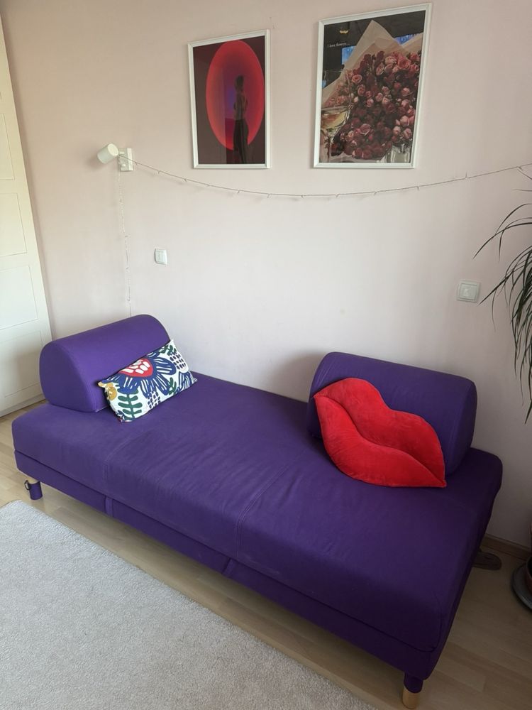 Диван IKEA Flottebo (90x200), лилав, с място за съхранение