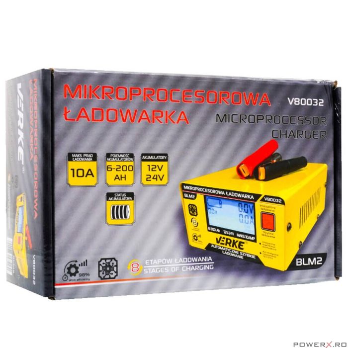 Redresor auto cu microprocesor, baterie 12/24 V, 6 - 200Ah, Verke