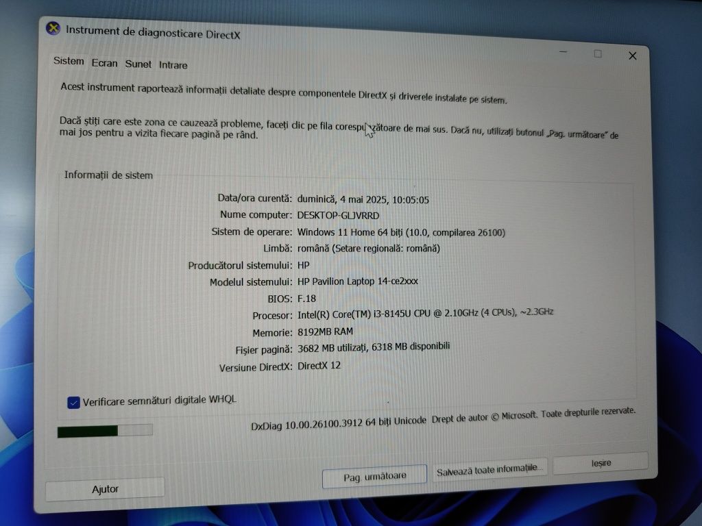 Laptop HP/ 14 inch / i3-8145U/ 8 GB RAM / ssd 512 GB/