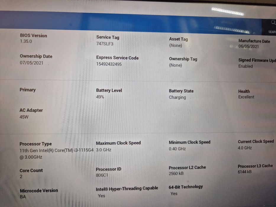 Dell 3501 i3 11th 12gb ram, SSD+HDD amanet Lazar Crangasi 40178