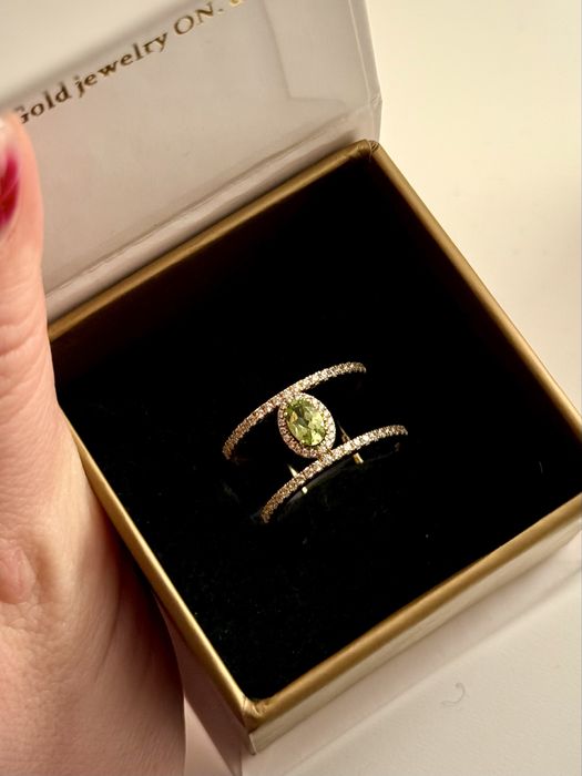 Inel aur 14k duo cu pietre