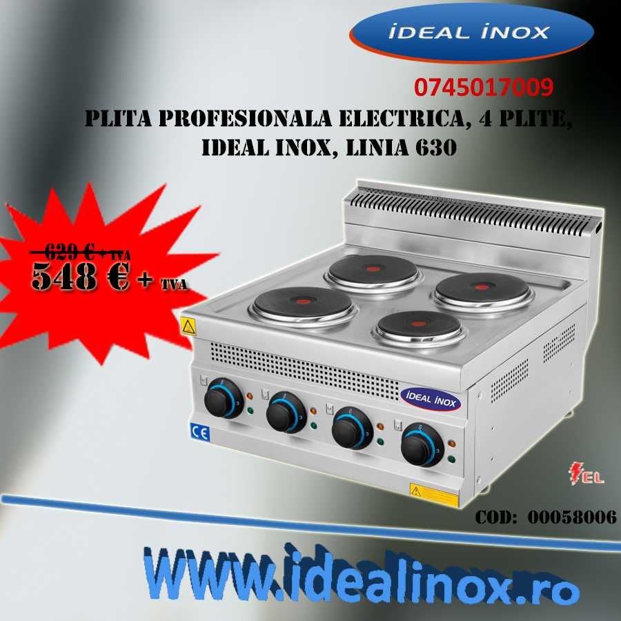 Plita electrica profesionala, Ideal Inox, 2 plite sau 4 plite