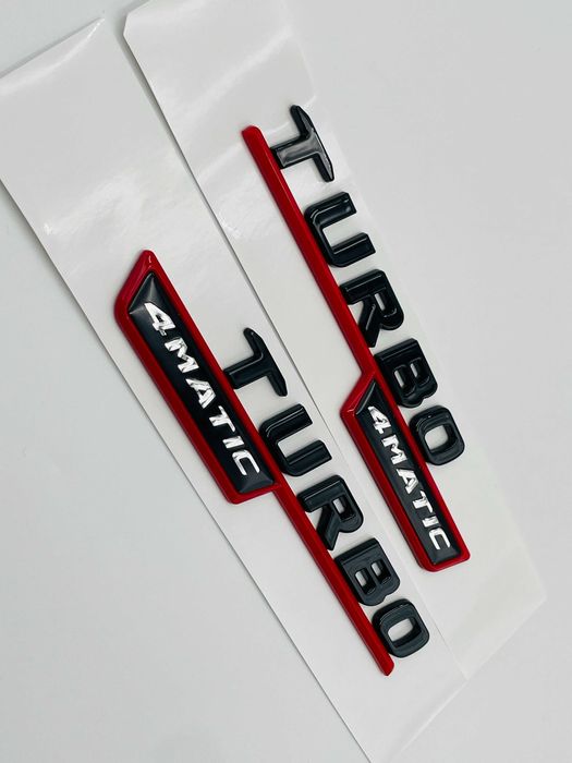 Embleme Compatibile Mercedes turbo 4matic negru rosu