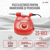 Pila electrica manichiura ZS-603 45W 35000 rpm, culoare rosie