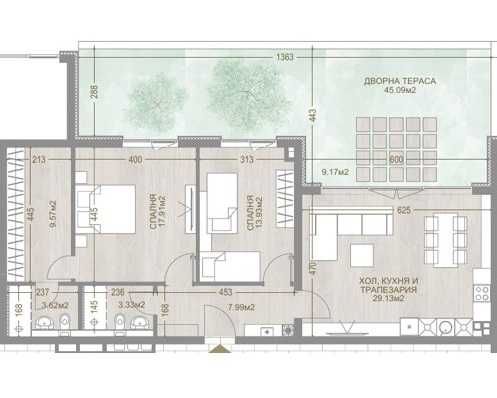 Продава 3- стаен апартамент в затворен комплекс в Манастирски Ливади