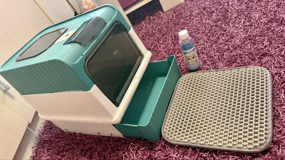 Set LITIERA complet inchisa pentru pisici, odorizant, covor, lopata