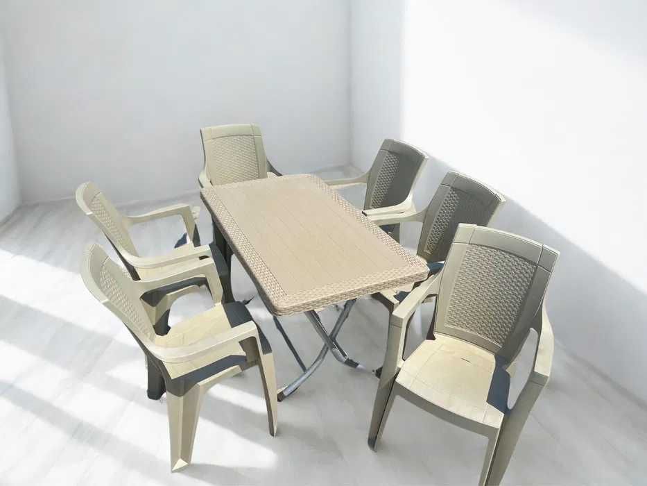 Комплект маса + 6 стола или 4 стола ратан 3 цвята и размери маси мод.7