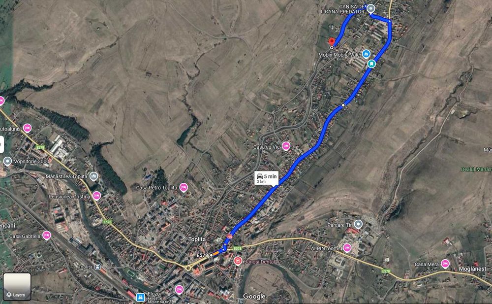 Teren intravilan Toplita, drum asfaltat, 5 minute de centru -3 loturi
