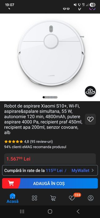 Robot aspirare si spalare Xiaomi S10+ inclus accesorii rezerva