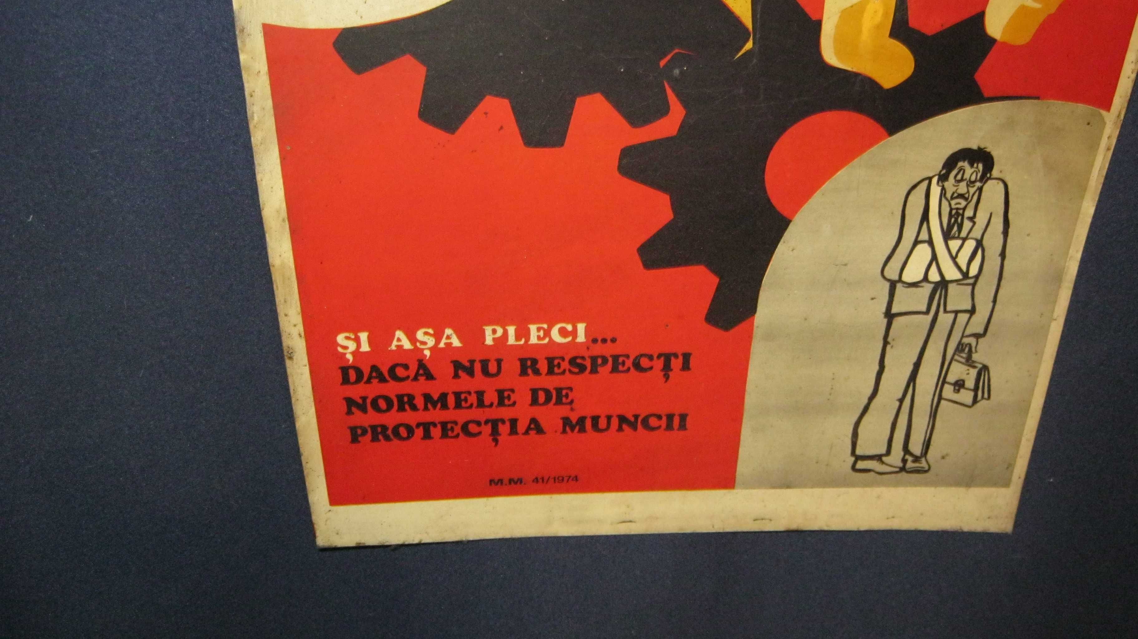 Table PROTECTIA MUNCII,perioada comunista,anii '70.(36X53,5cm)