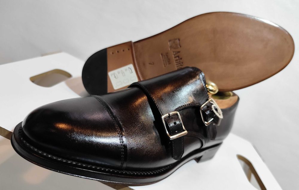 Pantofi monk de lux 40 40.5 41 lucrati manual Arbiter NOI piele natura