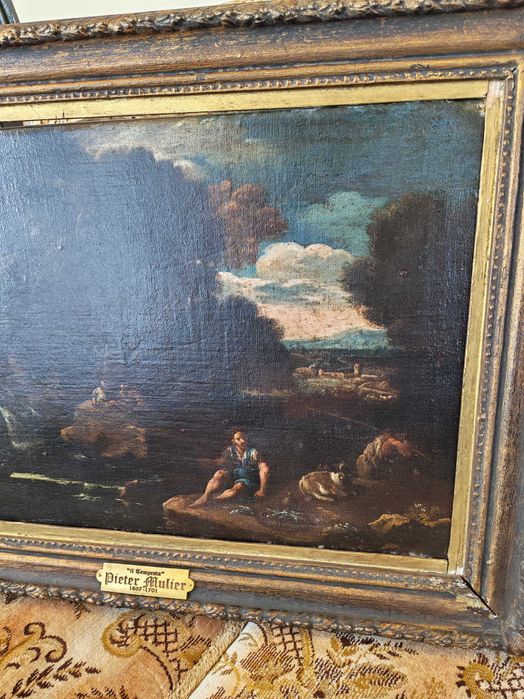Tablou semnat ulei  (Sec. XVII) - Furtună Pieter Mulier (Il Tempesta)