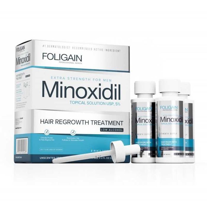 Minoxidil Foligain 5%, 3 Luni Aplicare - Cantitate de Alcool redusa