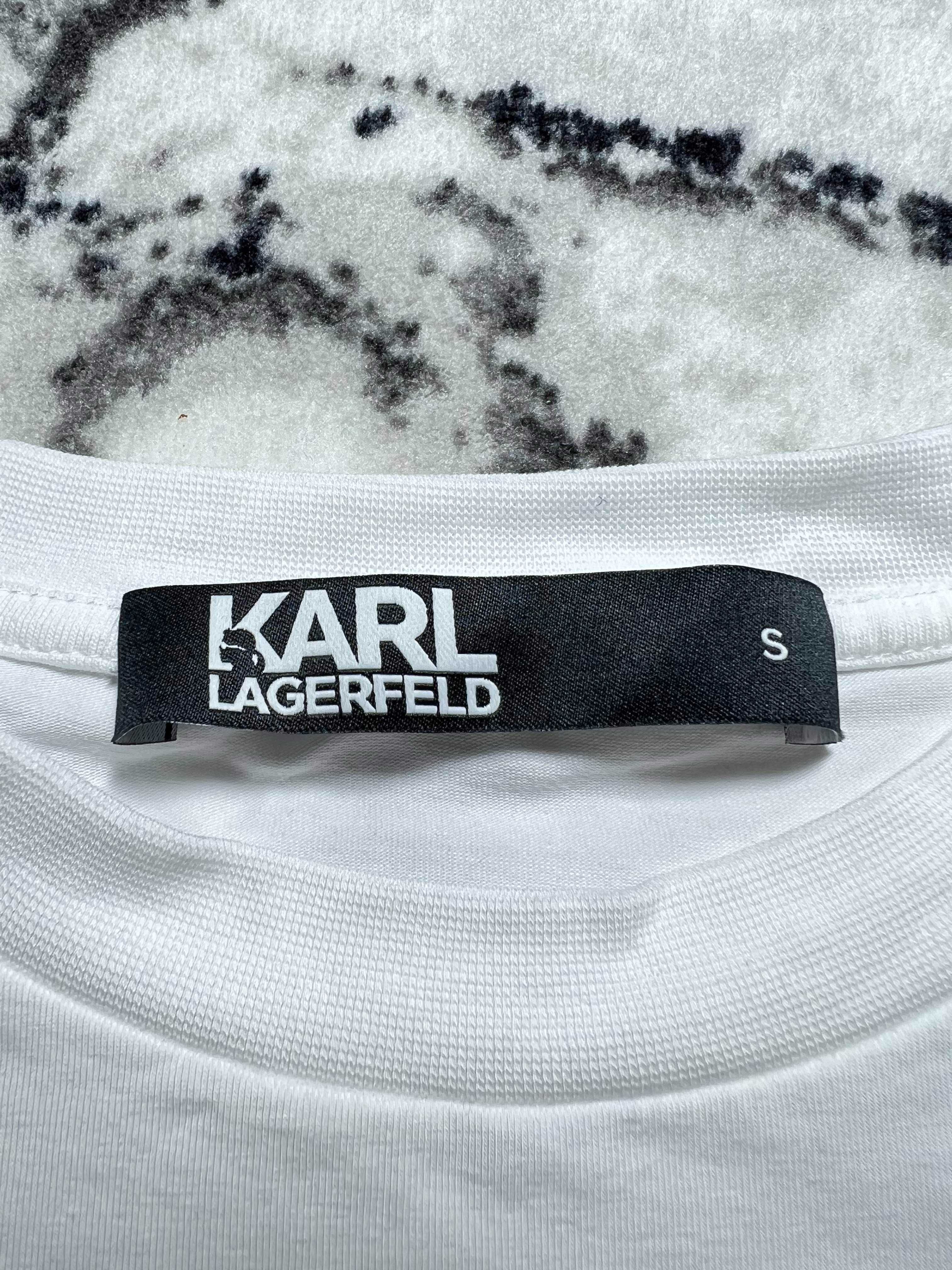 Оригинална Karl Lagerfeld Бяла тениска ГУМЕНА щампа - S M L XL